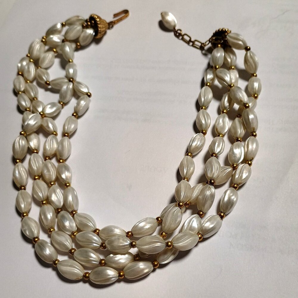Vintage Crown Trifari Multi-Strand Bead Necklace/Choker